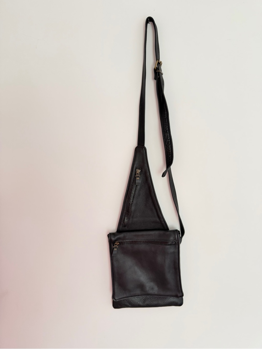 Black Leather Crossbody Sling Bag